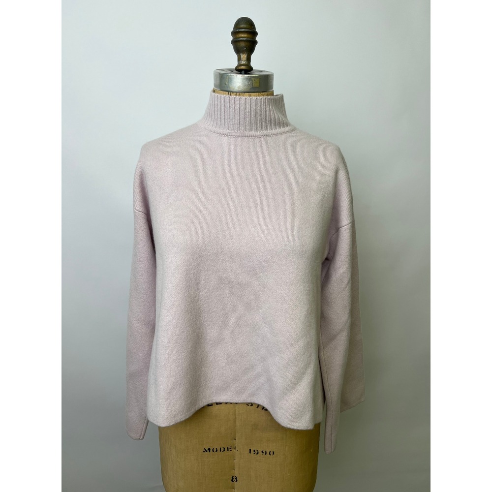 Club Monaco Womens Pink Cashmere Blend Mock Neck Boxy Knit Sweater Size S